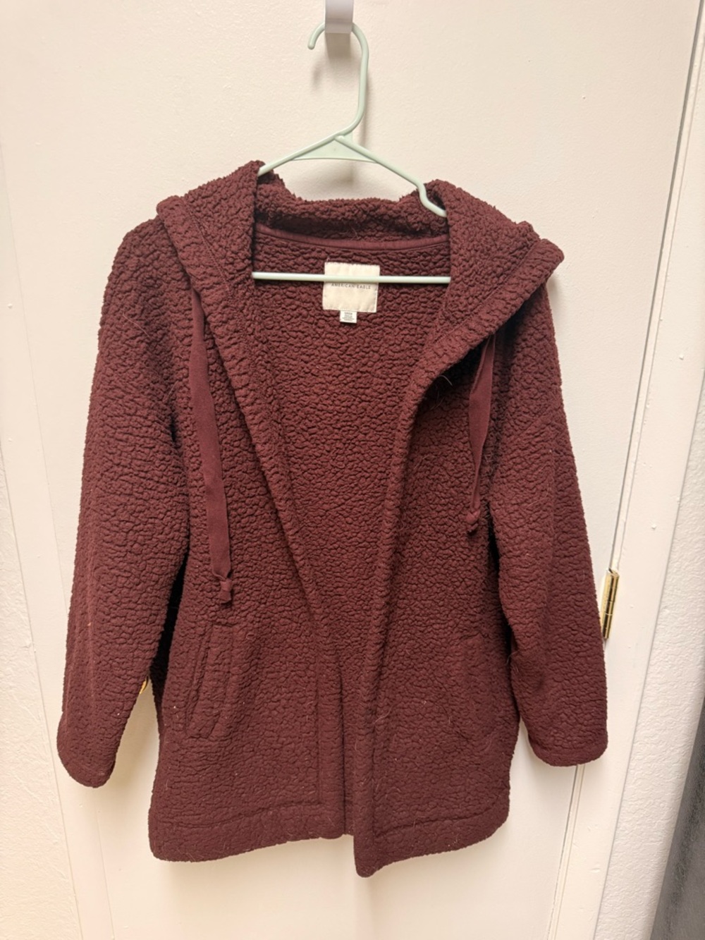 American Eagle Plush Sherpa Jacket - Burgundy